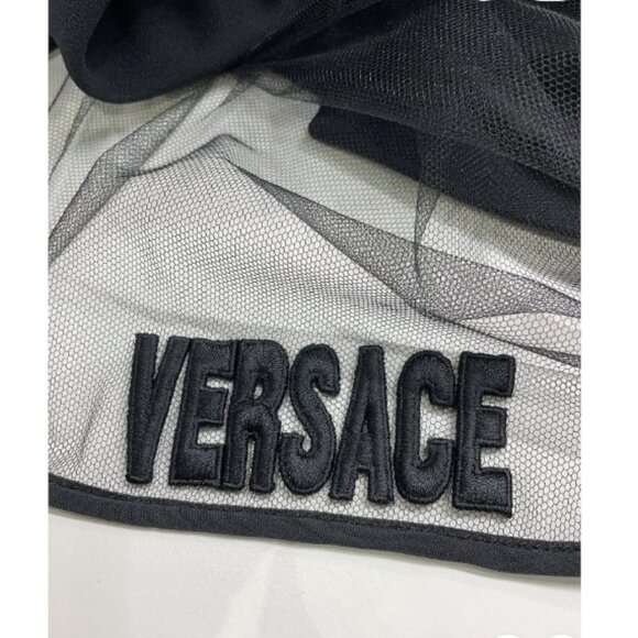 VERSACE Sz EU (IT) 36/US 0 Black Midi Skirt Front Slit Tulle Lining VERSACE LOGO - Picture 4 of 10